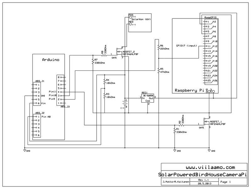 Here is the final Solar Cell powered totally wireless bird house schematics